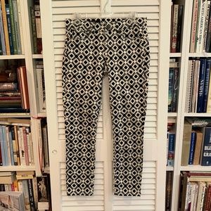 J. Crew Black and White Geometric Print Toothpick Jeans